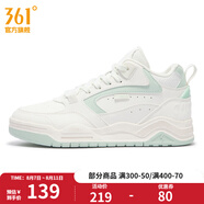 361度女鞋運動鞋秋季新款361度女板鞋 羽毛白/溪綠 35
