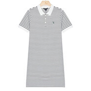保羅·彼得專(zhuān)柜同款 女士舒適簡(jiǎn)約文藝百搭條紋短袖POLO連衣裙 NAEB43570 黑白 L (160) 100-120斤