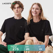 LACOSTE法國鱷魚情侶款純色休閑簡(jiǎn)約百搭日常圓領(lǐng)短袖T恤|TH0546 031/黑色 M 3 /170
