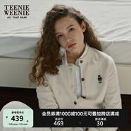 Teenie Weenie小熊女裝簡約針織衫女秋冬針織開衫罩衫短外套上衣 象牙白 L (170)