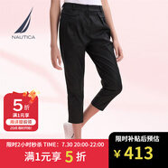 諾帝卡（NAUTICA）【商場同款】女裝春夏款涼感透氣輕薄休閑九分褲女32PM27 黑色0TB 29