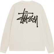 STUSSY2025 秋季系列 logo徽標(biāo)設(shè)計(jì)插肩袖華夫格長(zhǎng)袖美式復(fù)古T恤 男女同 骨白色 XS
