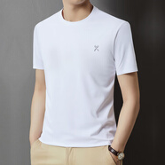 勁霸短袖T恤男圓領(lǐng)夏季薄款休閑純色中年男士體恤衫 白色 2XL 185碼/54