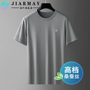 JIARMAY高端桑蠶絲T恤男夏季薄款抗皺垂順體恤上衣2025新品清涼T圓領(lǐng) 灰綠【高端桑蠶絲】 2XL