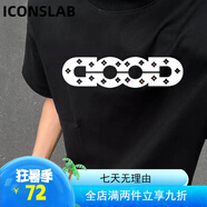 ICONS Lab300g重磅百搭休閑復(fù)古字母印花男純棉短袖寬松T恤上衣 DOOD-黑色【普通200g】 S 【建議70-90斤】