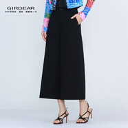 哥弟（GIRDEAR）女裝褲子新款招牌四面彈顯瘦休閑褲女褲雅通勤直筒褲110035 黑色 * L (4碼)