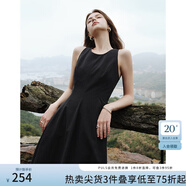 范思藍(lán)恩夏季腰精裙氣質(zhì)收腰無袖背心連衣裙女夏季新款海邊度假顯瘦裙 黑色-無袖 XS