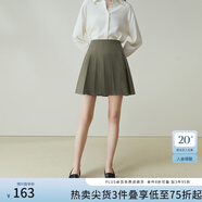 范思藍恩23FS11193 學(xué)院風(fēng)減齡百褶短裙女春秋季高腰a字半身裙子 煙綠色 M