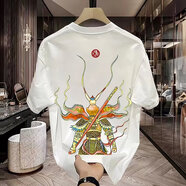 昭麓西游記t恤國潮齊天大圣孫悟空印花短袖T恤男款夏季潮圓領(lǐng)棉半袖 白色 S
