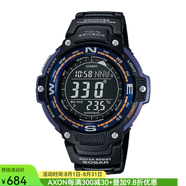 卡西歐（Casio） SGW100 男士手表數(shù)字電子表 雙傳感器溫度方向讀數(shù) 運動涉水 200米防水 黑色SGW100-2B 大型LCD清晰易讀  耐低溫
