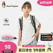 暇步士（Hush Puppies）童裝兒童男大童2024春夏新款短袖POLO衫 本白 120cm
