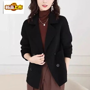 初徑毛呢外套女士短款感時(shí)尚氣質(zhì)2025秋冬季新款媽媽洋氣百搭大衣 黑色春季/春裝/早春/春秋/初春/2 M (建議90-115斤)