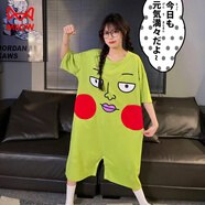 貓人（MiiOW）小酒窩連體睡衣女夏季短袖純棉靈能百分百可愛(ài)搞怪情侶睡裙男 L106#小酒窩【女款】 M 建議70-100斤