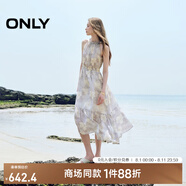 ONLY2025夏季新款浪漫飄逸紗裙A字無袖長裙連衣裙女|125207040 H3H瑞秋印花藍(lán) M