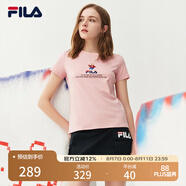 FILA 斐樂女裝官方女士短袖T恤夏季休閑運(yùn)動(dòng)內(nèi)搭t恤運(yùn)動(dòng)上衣 麥町粉-F51W328152FPK M （165/84A/M）