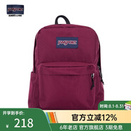 JANSPORT杰斯伯書(shū)包輕便雙肩包男女旅行包簡(jiǎn)約背包電腦包學(xué)生校園 4QUT04S深紫酒紅-側(cè)邊袋