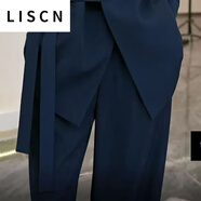LISCN西裝套裝女大嫂2025秋冬新款大碼胖mm寬松減齡闊腿褲兩件套女裝 藏青色[單褲子] 3XL 161-180斤