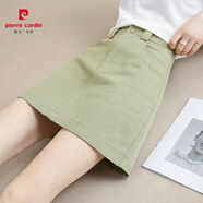 皮爾卡丹（PIERRE CARDIN）2025新款短裙女夏季薄款高腰a字半身裙百搭裙褲顯瘦包臀裙子 綠色  S 95斤以下