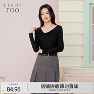 愛居兔春季新款設計感經(jīng)典時尚黑色單品打底衫針織衫ENZZJ1P001A 黑色01 S 155/80A