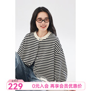 飛鳥和新酒2025秋條紋短款外套女女裝新款寬松薄款無帽圓領短衛(wèi)衣 條紋黑色HNB01 M