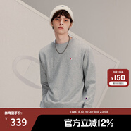 Champion【王俊凱同款】冠軍情侶裝衛(wèi)衣秋季新款棉質(zhì)純色基礎(chǔ)長(zhǎng)袖T恤 淺灰色 M