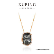 XUPING旭平首飾S1經(jīng)典枕頭項鏈送女士禮物首飾 黑灰 約40+5cm