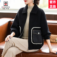 AEMAPE高端輕奢洋氣毛呢外套2025春秋新款小個(gè)子高級(jí)感中年女裝夾克上衣 黑色外套 M (90-105斤)