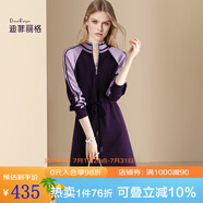 迪菲麗格歐美復(fù)古運動風(fēng)針織連衣裙女2024春季新款通勤百搭毛衣裙 圖片色 S
