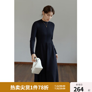 獨束大碼女裝胖mm針織連衣裙女秋冬新款顯瘦氣質赫本風小黑裙 黑色半高領款 3XL