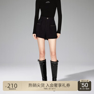 歐時(shí)力OCHIRLY 粗花呢小香風(fēng)短褲女直筒褲鑲鏈條新品通勤簡(jiǎn)約氣質(zhì) 黑色090 XS