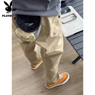 花花公子（PLAYBOY）美式卡其色傘兵工裝褲男三角標戶(hù)外微錐軟殼沖鋒褲子休閑登山褲潮 佰62 卡其色品牌專(zhuān)柜高質(zhì)量 2XL 【140-160斤】
