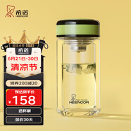 希諾（HEENOOR）雙層玻璃杯女士泡花茶杯迷你便攜潮流水杯家用隔熱防燙帶過濾杯子 草綠色-200ml（迷你杯） 禮盒裝