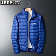 JEEP SPIRIT吉普輕薄羽絨服男短款冬季外套男士鴨絨立領(lǐng)純色保暖防寒男裝服飾 16050寶藍(lán)（立領(lǐng)） M （95斤-110斤）