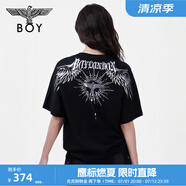 BOY LONDON【暗黑羅盤(pán)】夏情侶款短袖權杖印花炸街潮牌T恤N01906 黑印銀N01906 經(jīng)典升級款 S