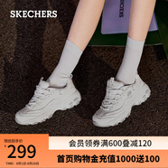 斯凱奇（Skechers）女鞋秋冬小白鞋蕾絲休閑運(yùn)動(dòng)熊貓鞋黑色增高厚底老爹鞋11959 白色/WHT 37.5