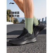 李寧男鞋跑步鞋輕弦休閑慢跑鞋面透氣男運動(dòng)鞋 黑色 41