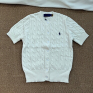 POLO SPORT保羅RL拉夫針織短袖開衫純色小馬刺繡圓領(lǐng)上衣11色可選 米白色 S