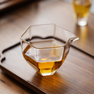 詠幻綠昌明加厚玻璃公道杯分茶器耐熱功夫茶具配件茶海透明帶嘴玻 六角公道杯約200ml