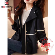 AEMAPE小香風(fēng)短款風(fēng)衣外套女春秋冬休閑百搭韓版薄款上衣2025年新 黑色 L