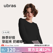 ubras小奶皮修身打底衣女肌底衣打底衫秋衣內搭長(cháng)袖 圓領(lǐng)-黑色 S