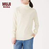 無(wú)印良品 MUJI 女式 天竺 高領(lǐng)毛衣 長(zhǎng)袖針織衫 米白色 XL