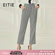 愛(ài)特愛(ài)（EITIE）經(jīng)典復(fù)古千鳥格高腰直筒休閑褲顯瘦通勤秋季新款減齡長(zhǎng)褲6705413 黑色20 M 160