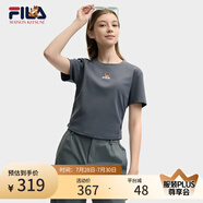 FILA 韓素希同款|斐樂官方女裝針織短袖2025夏新款修身小狐貍刺繡T恤 默魅灰-DY L 170/88A/L