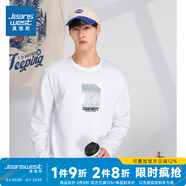 真維斯（Jeanswest）男裝秋季新款時尚印花百搭潮酷港式男裝圓領(lǐng)長袖T恤LE 漂白色2100 M