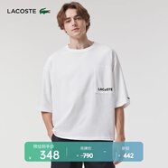 LACOSTE法國鱷魚男士T恤寬松舒適休閑日常簡約純棉短袖|TH3766 70V/米白色 4 /175