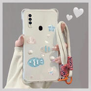 俊言俊言oppoA31手機殼 A31t保護套歐珀A31T簡約ppoo a31軟硅膠a31t寬掛繩oqqoa31四角防摔防摔超薄潮 四角款-【透明】貝殼魚+短掛繩+膜 OPPOA31 2020