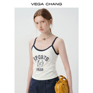 VEGA CHANG純色吊帶背心女2025年夏季新款修身顯瘦內(nèi)搭無袖上衣針織打底衫 墨邊白 L