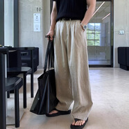 迪伽達老錢(qián)風(fēng)亞麻休閑褲男士夏季薄款松弛感慵懶風(fēng)日系棉麻彎刀直筒褲子 SBXS-Q629杏色 XL