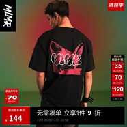 MLMR MY LIFE MY RULES24春夏新款男女情侶同款發(fā)泡字母膠印筆刷感涂鴉短袖T恤M24101008 E40黑色 M
