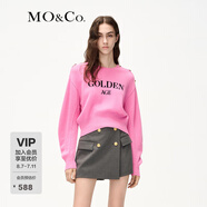MO&Co.【美麗諾】冬重工掛毛標(biāo)語(yǔ)短款毛衣MBC4SWT034 玫粉色 S 160